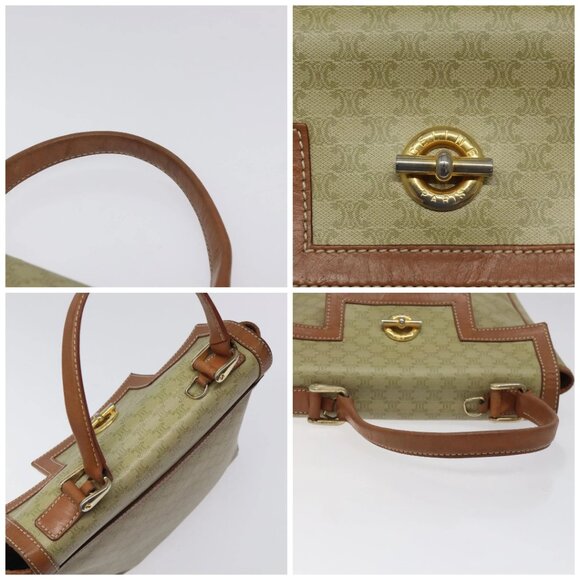 CELINE Macadam Canvas Hand Bag PVC Beige Gold Auth 120908 - Picture 16 of 16